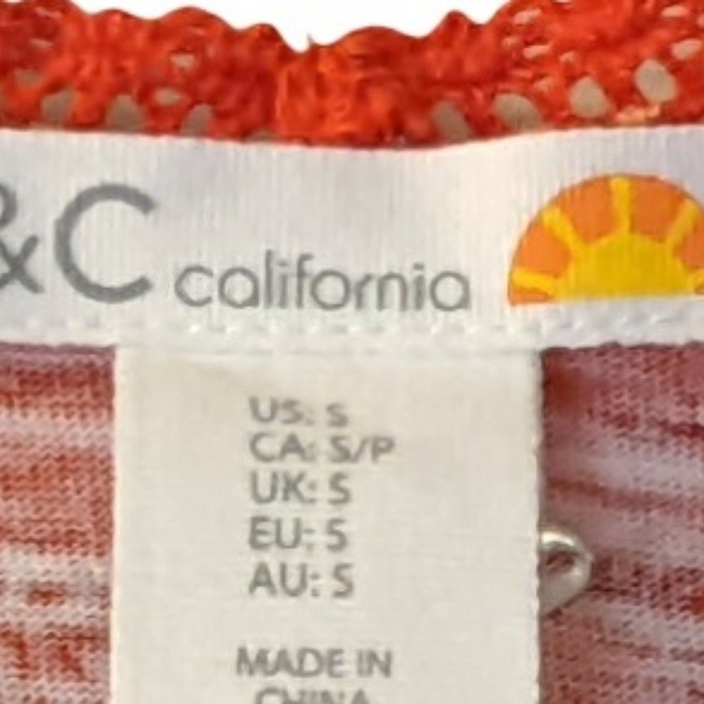C&C California Reddish Orange Boho Floral & Paisley Print Knit Soft Top SZ S NWT - Picture 10 of 10